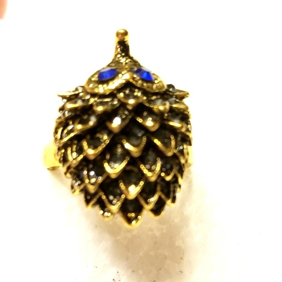 HEDGEHOG RING GOLD Rhinestone Statement Ring - Picture 2 of 5